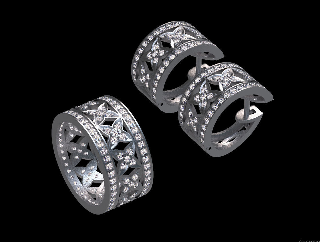 ring earrings 3D print model_13