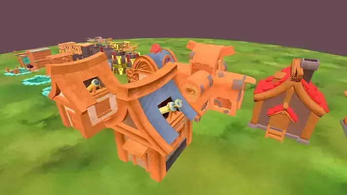 Stylized Village Defance Towers
