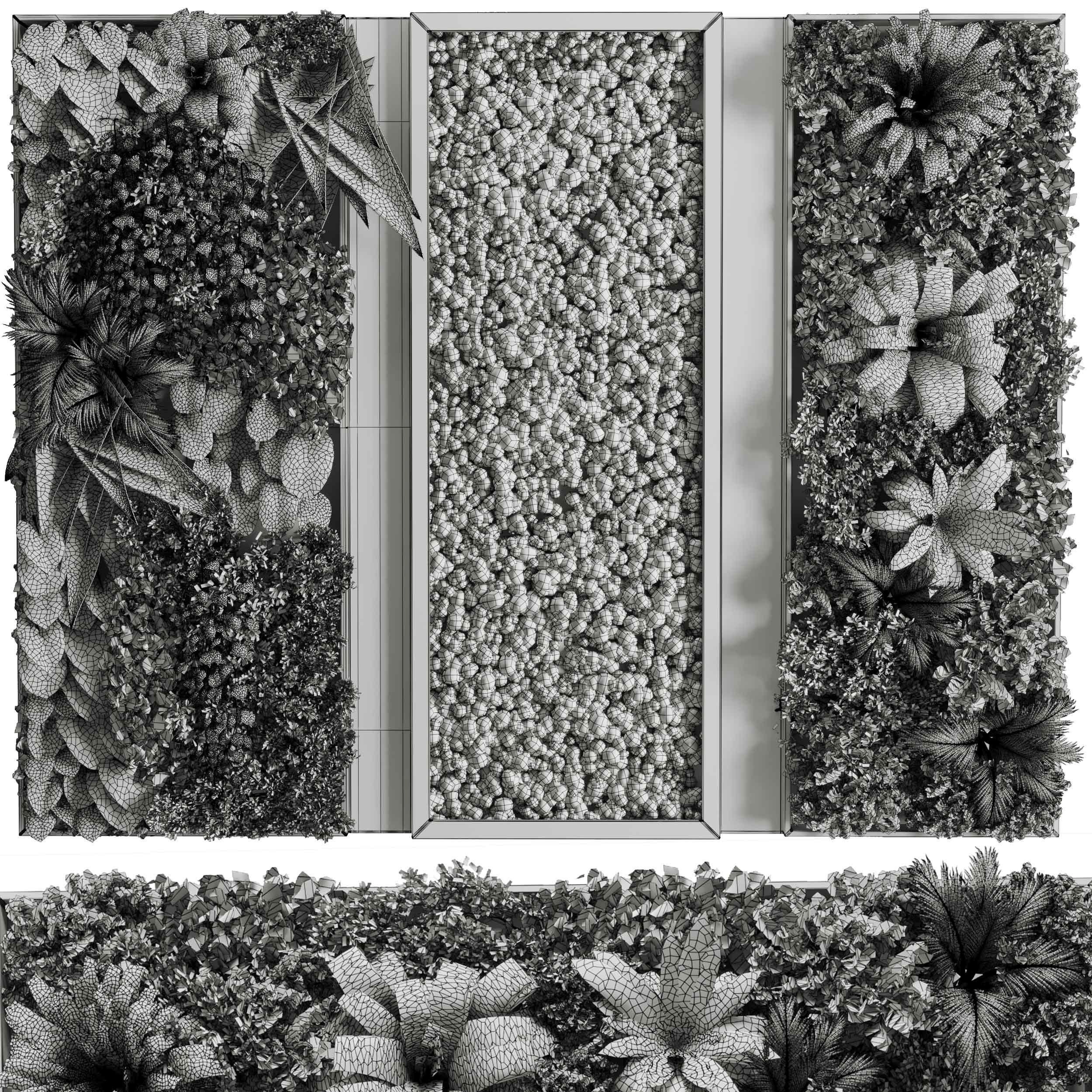 Concrete frame Vertical plant and moss garden wall box 3D model_6