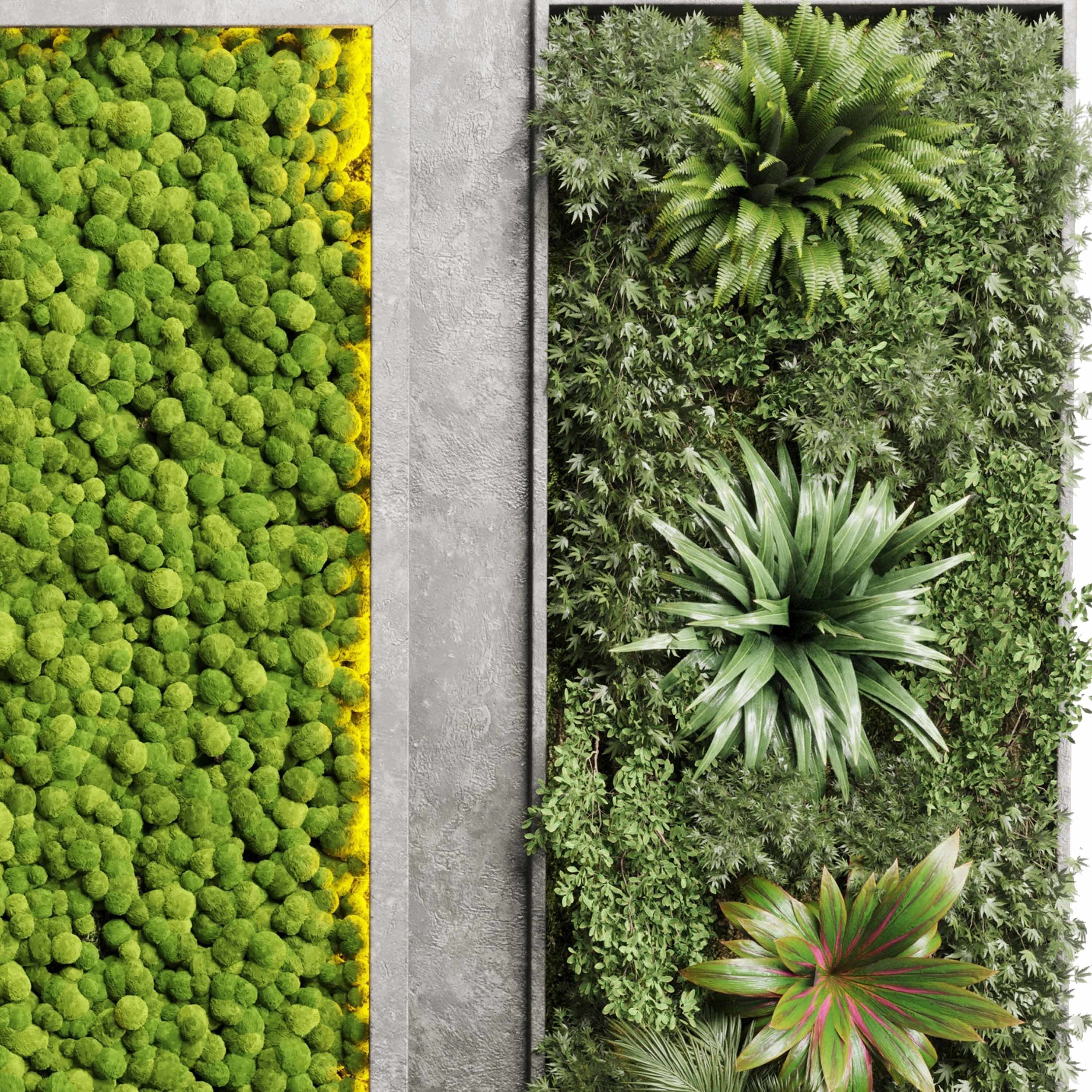 Concrete frame Vertical plant and moss garden wall box 3D model_4