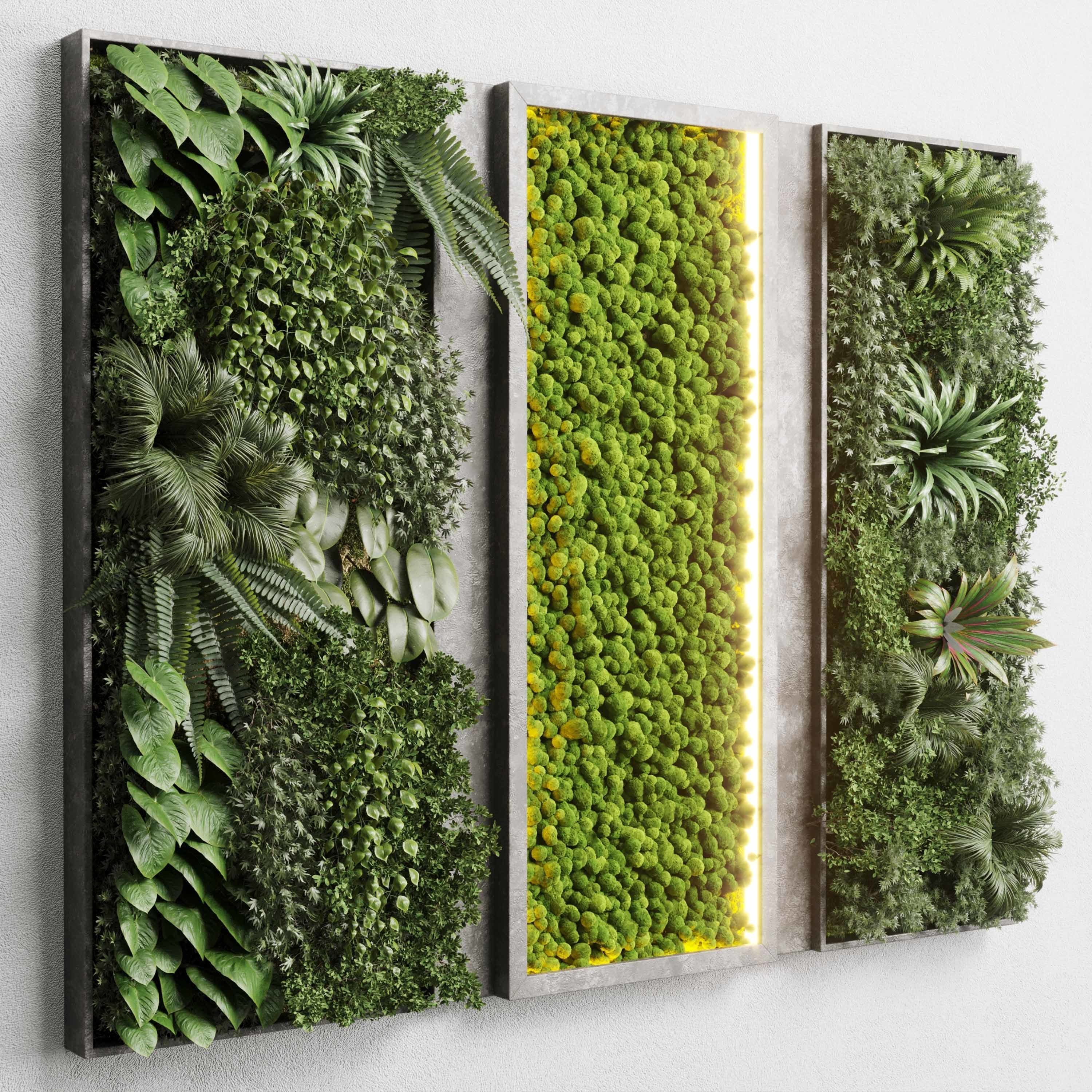 Concrete frame Vertical plant and moss garden wall box 3D model_1