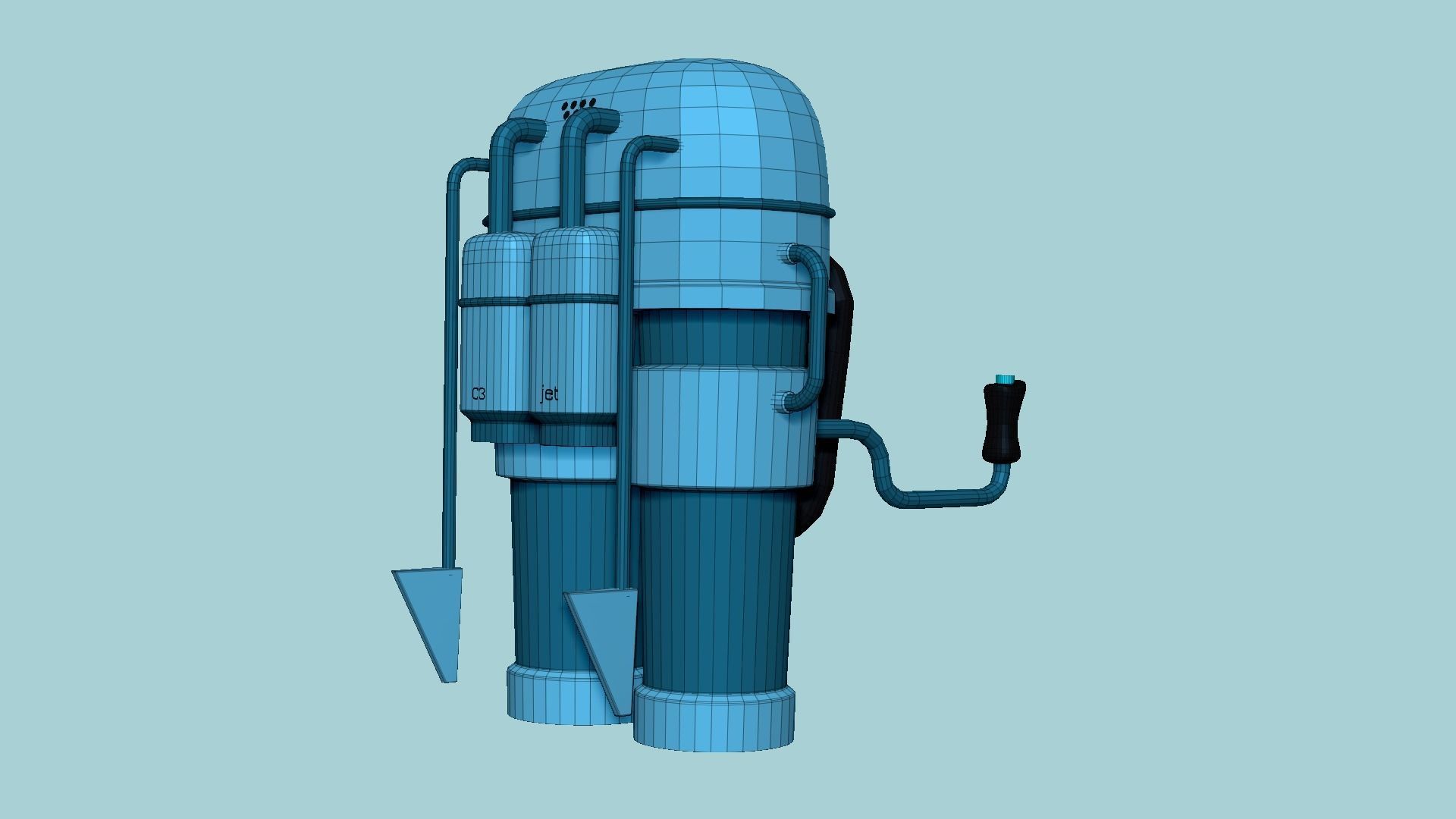 Jetpack C02 Blue - SciFi Character Design Low-poly 3D model_6
