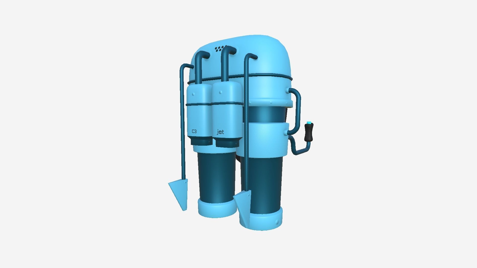 Jetpack C02 Blue - SciFi Character Design Low-poly 3D model_1