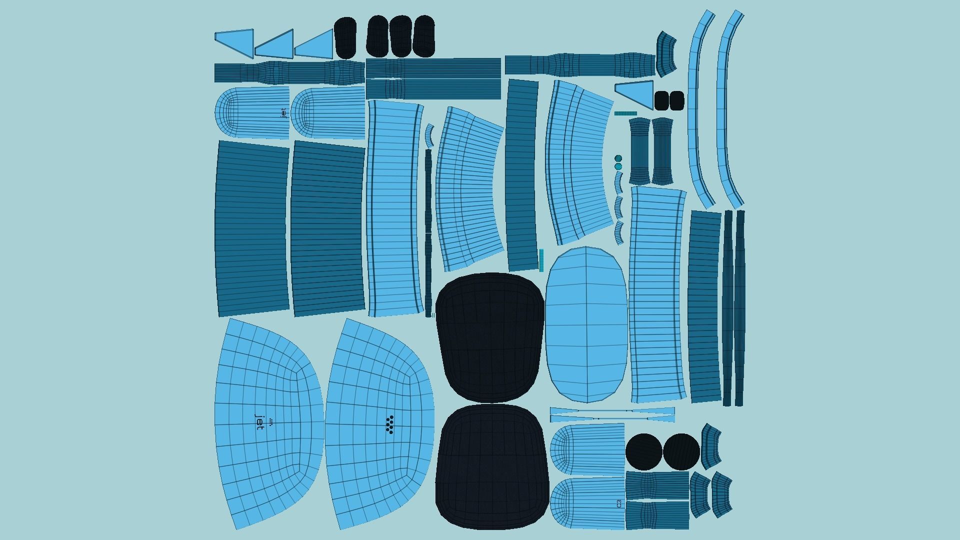 Jetpack C02 Blue - SciFi Character Design Low-poly 3D model_5