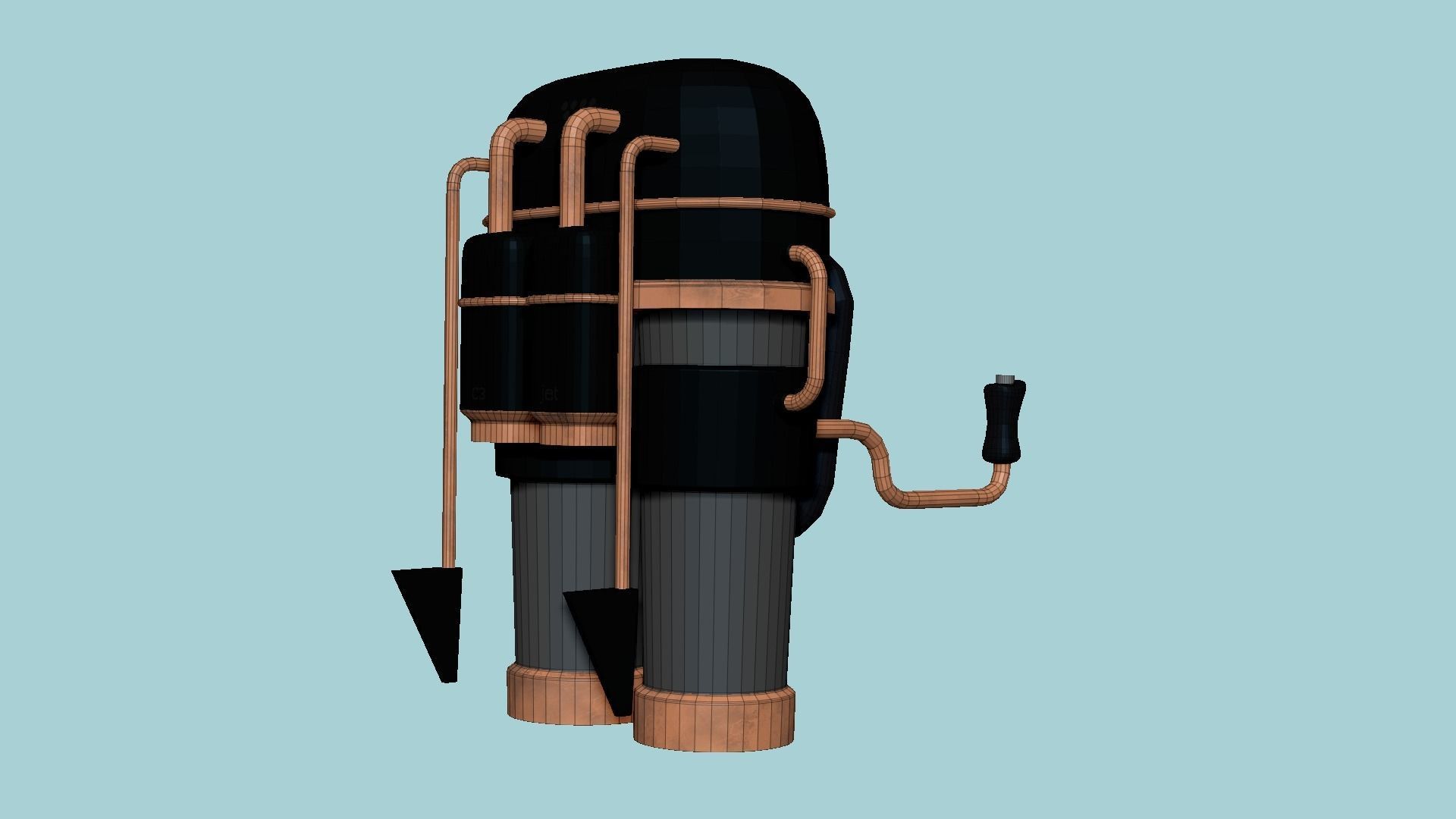 Jetpack C04 Black Bronze - SciFi Character Design Low-poly 3D model_6