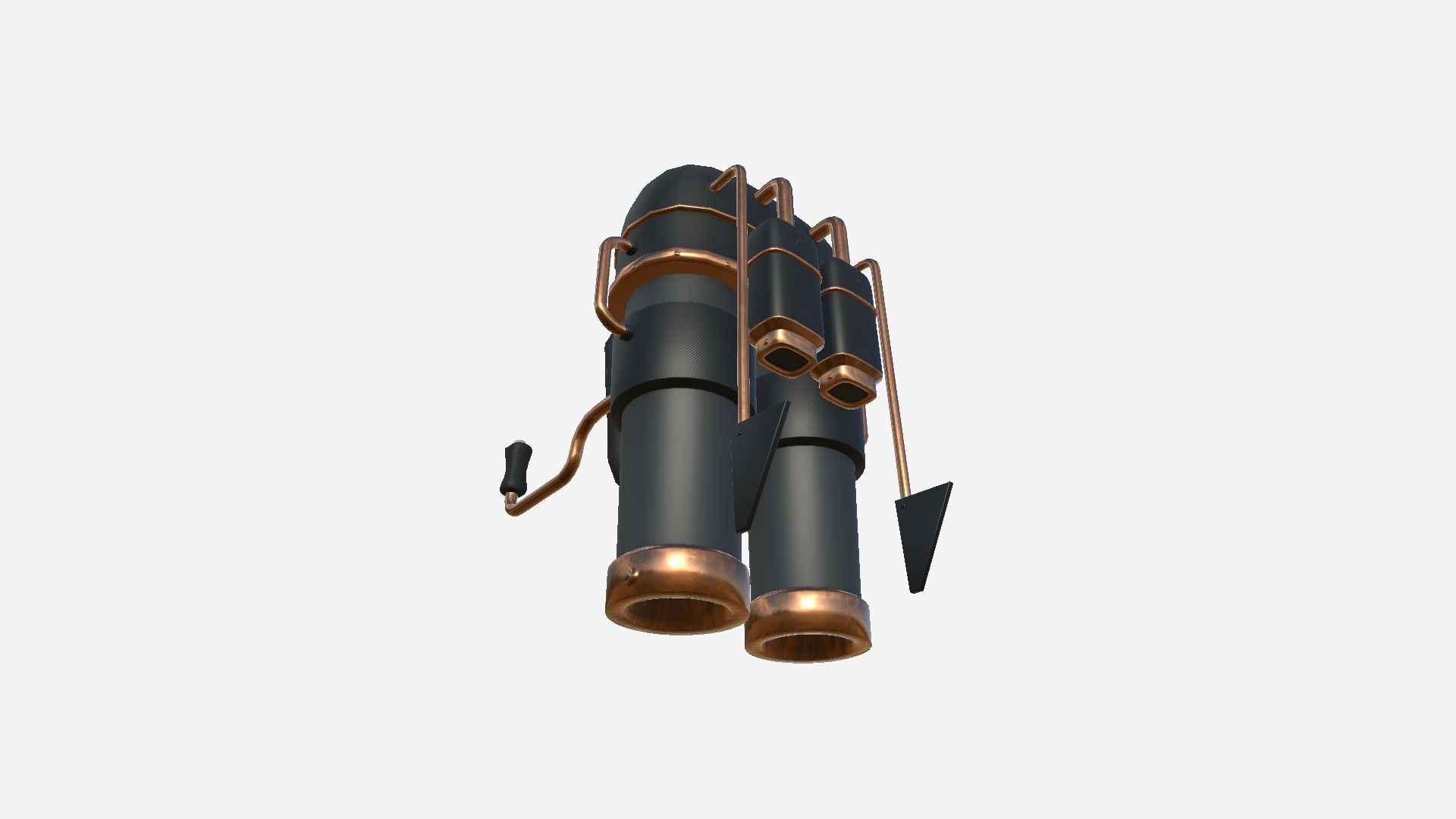 Jetpack C04 Black Bronze - SciFi Character Design Low-poly 3D model_4