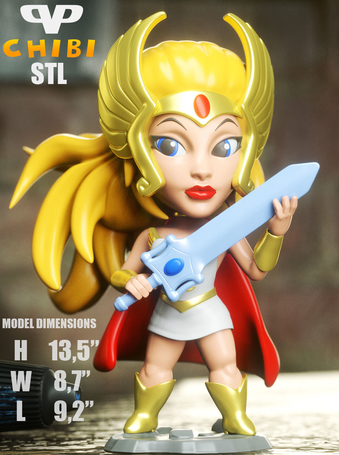 MOTU She-Ra Chibi STL for 3D Printing ChibiSTL 3DXM 3D print model_1