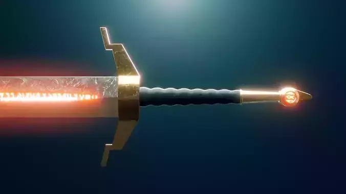 Enchanted Runed Sword - Low Poly 3D Print Game Asset