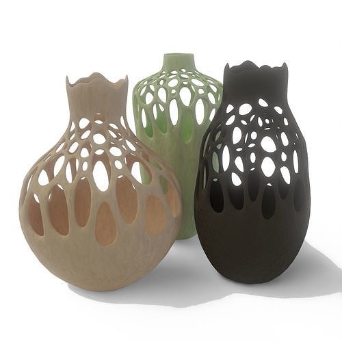 fenestrated vases Low-poly 3D model