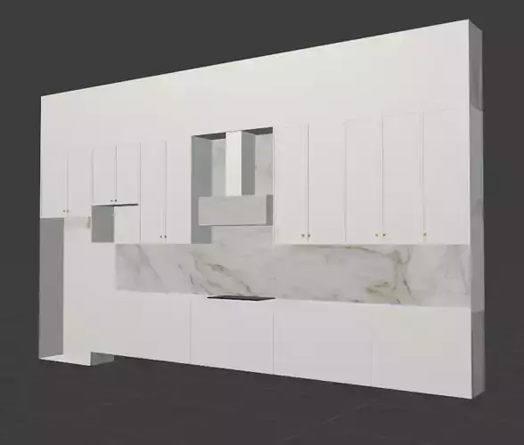 Kitchen with cabinets and marble counter tops