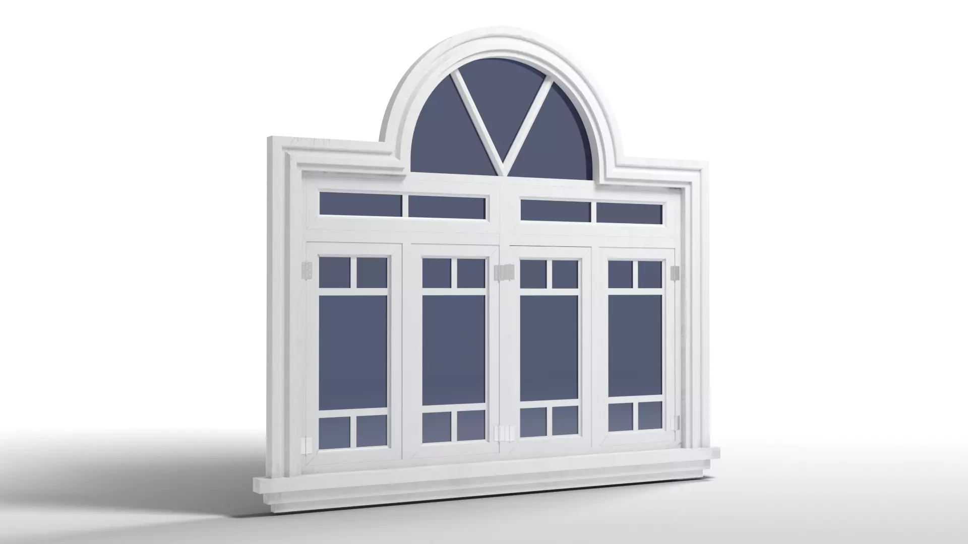 Arched Window Long Low-poly 3D model_0