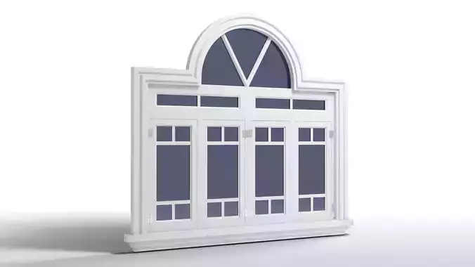 Arched Window Long Low-poly 3D model
