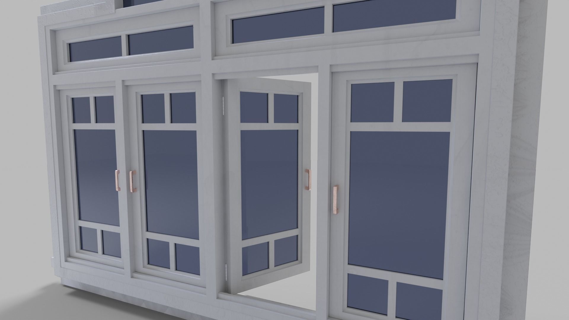Arched Window Long Low-poly 3D model_4