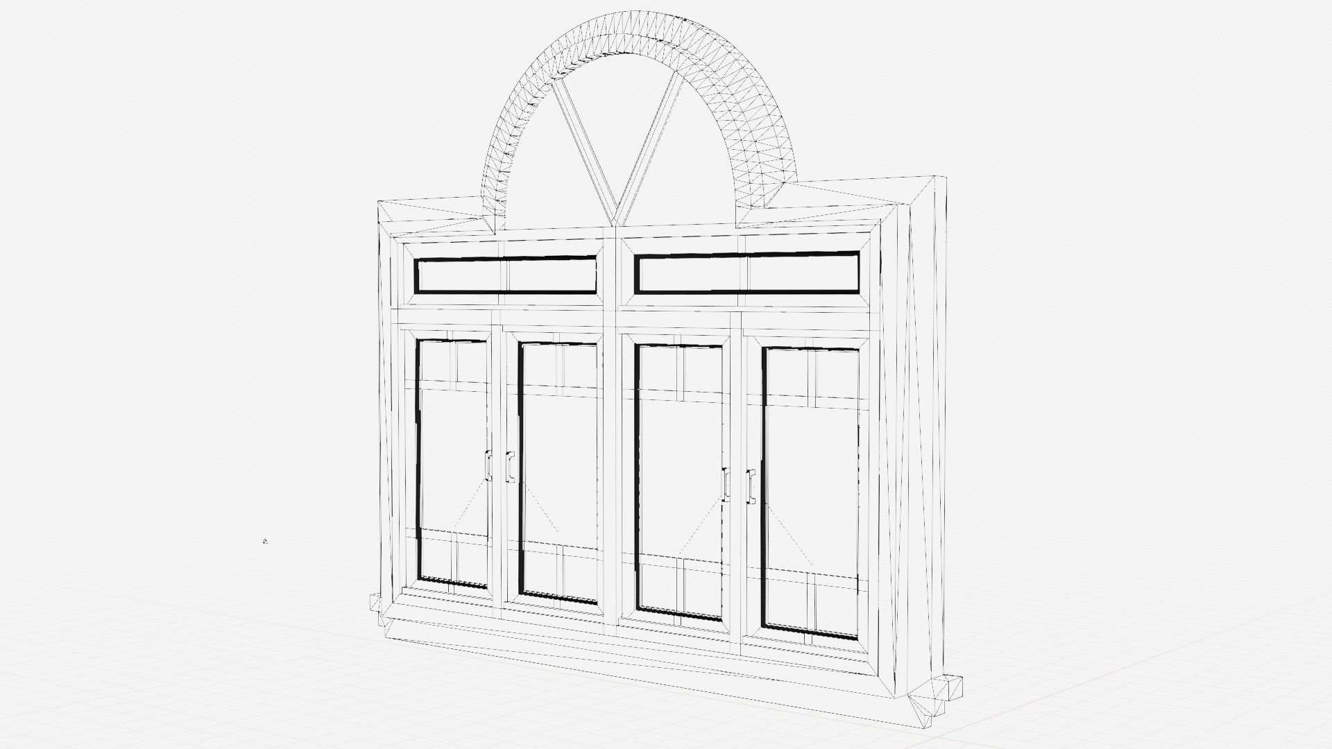 Arched Window Long Low-poly 3D model_9