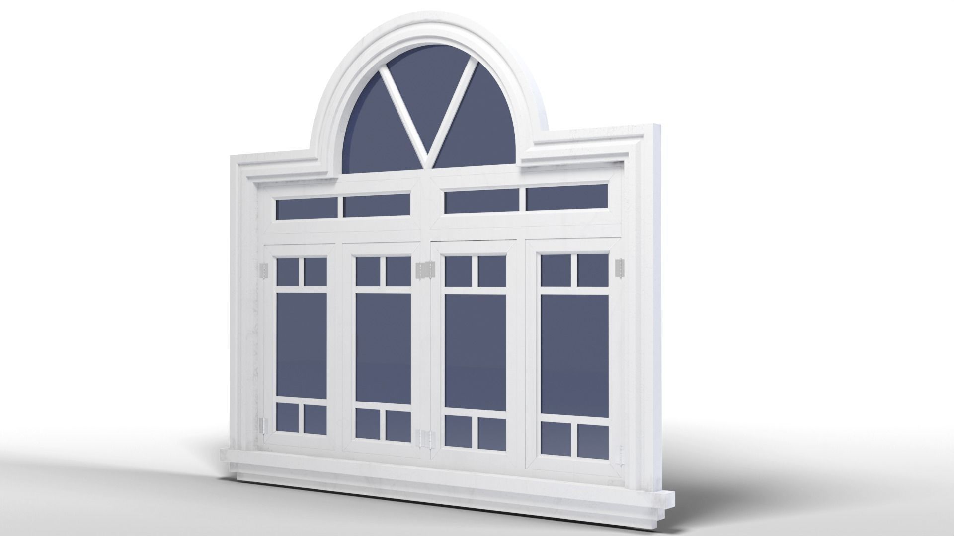 Arched Window Long Low-poly 3D model_1