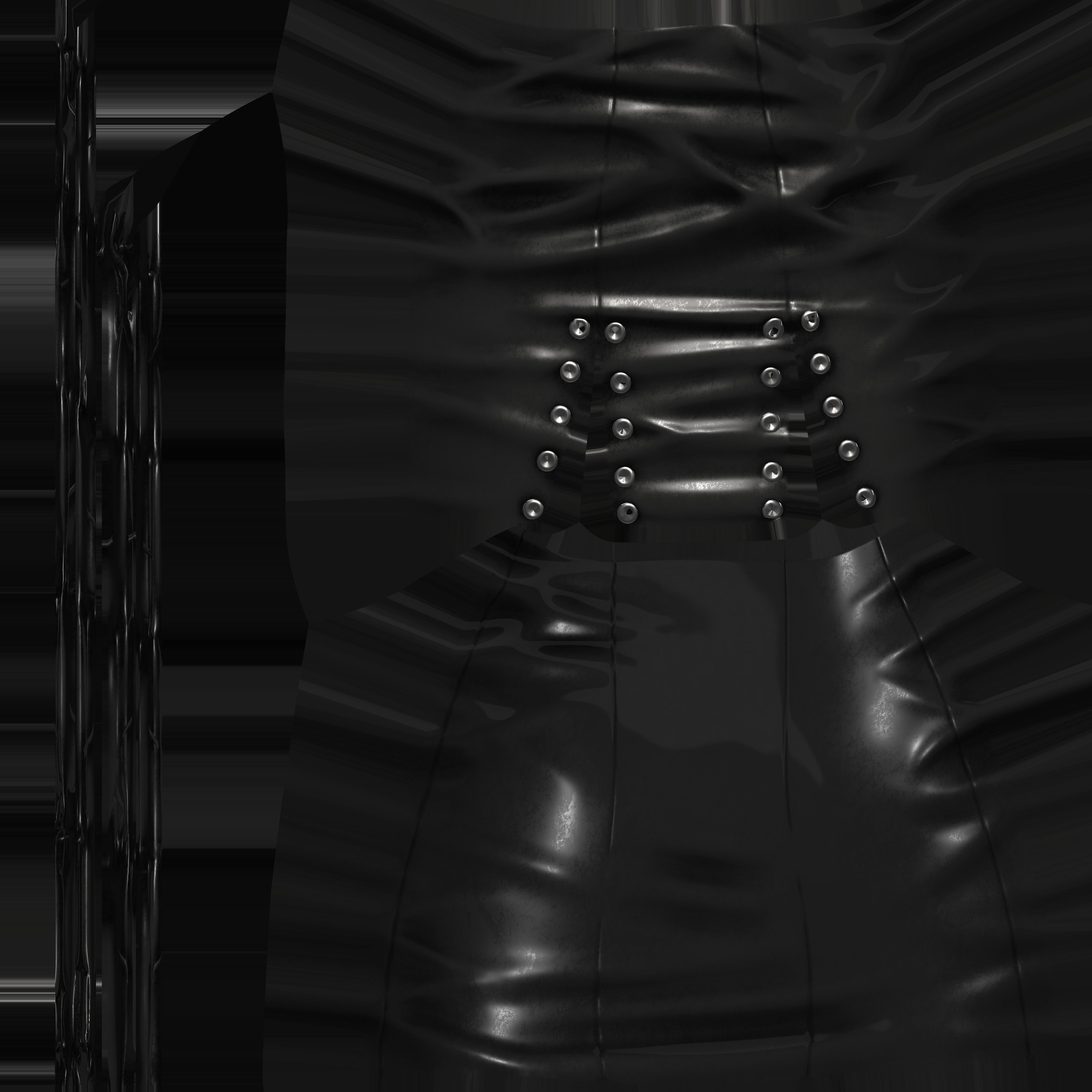 Black Cross Lace Up Bodycon High Waist Mini Leather Skirt Low-poly 3D model_9