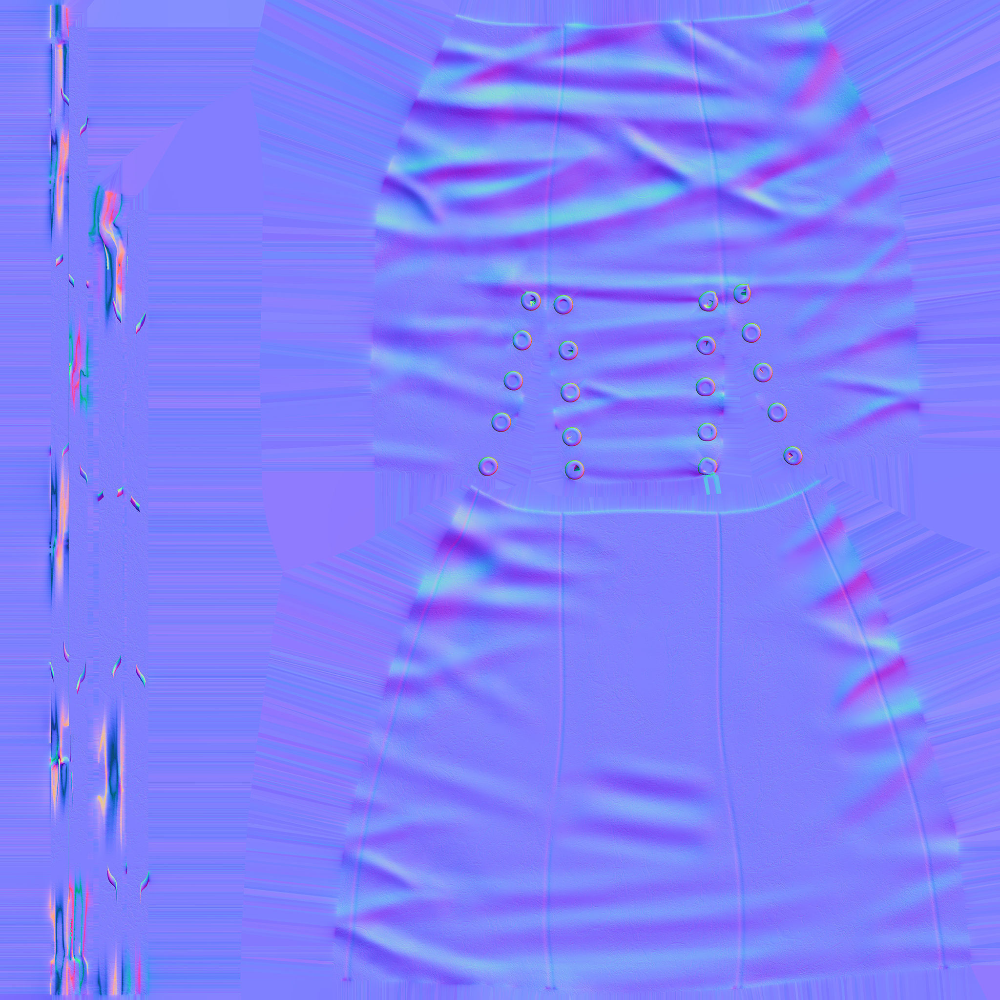 Black Cross Lace Up Bodycon High Waist Mini Leather Skirt Low-poly 3D model_10