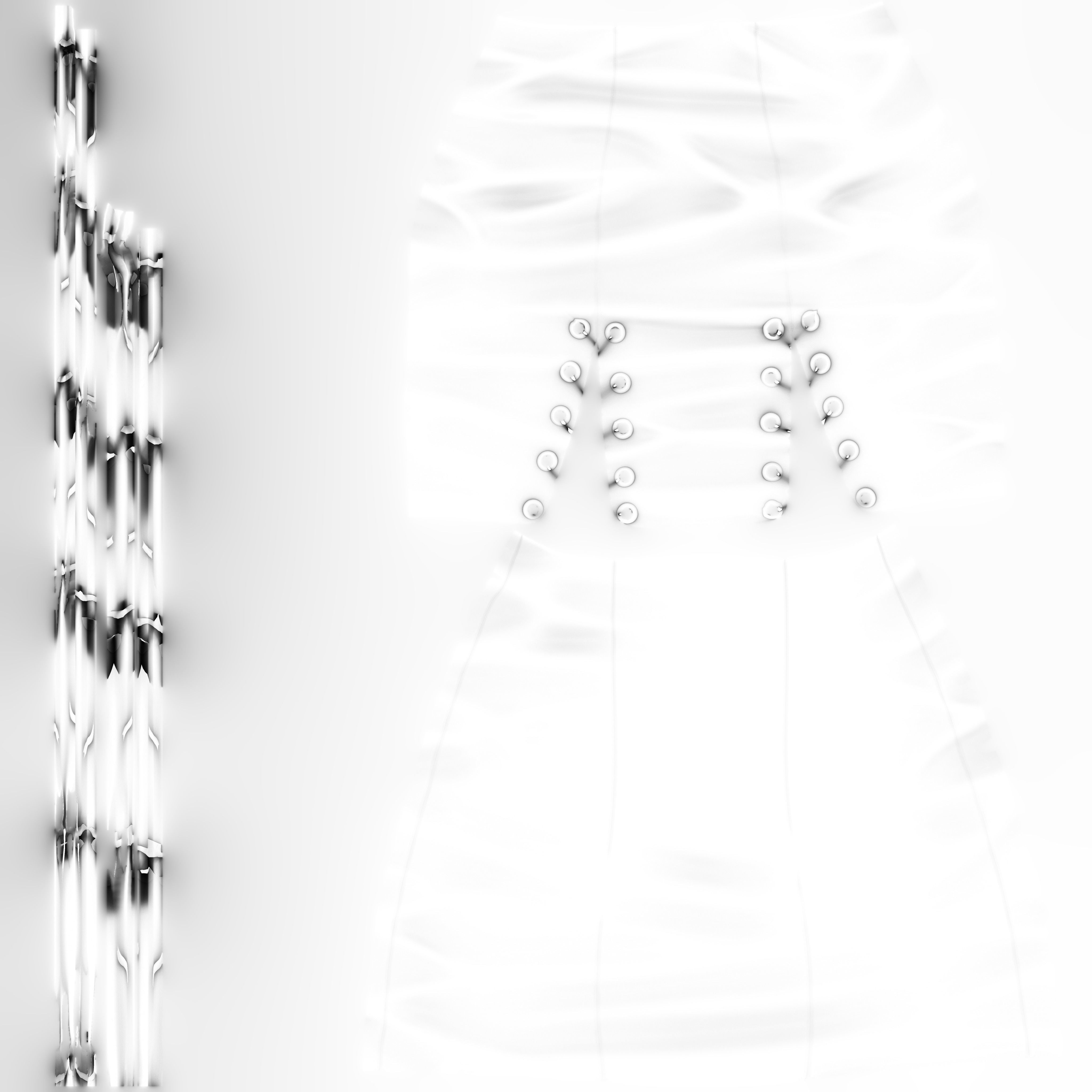 Black Cross Lace Up Bodycon High Waist Mini Leather Skirt Low-poly 3D model_12