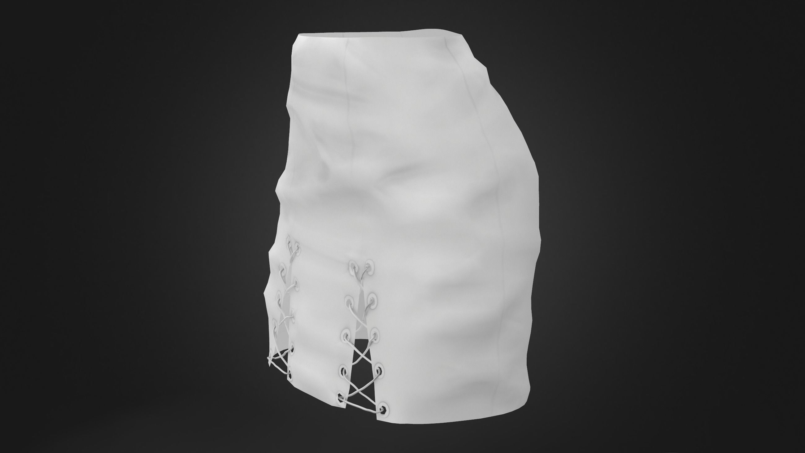 Black Cross Lace Up Bodycon High Waist Mini Leather Skirt Low-poly 3D model_8