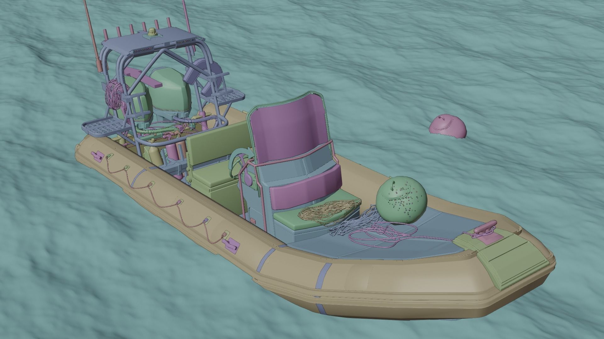 Luxury RIB Boat Asset 3D model_8