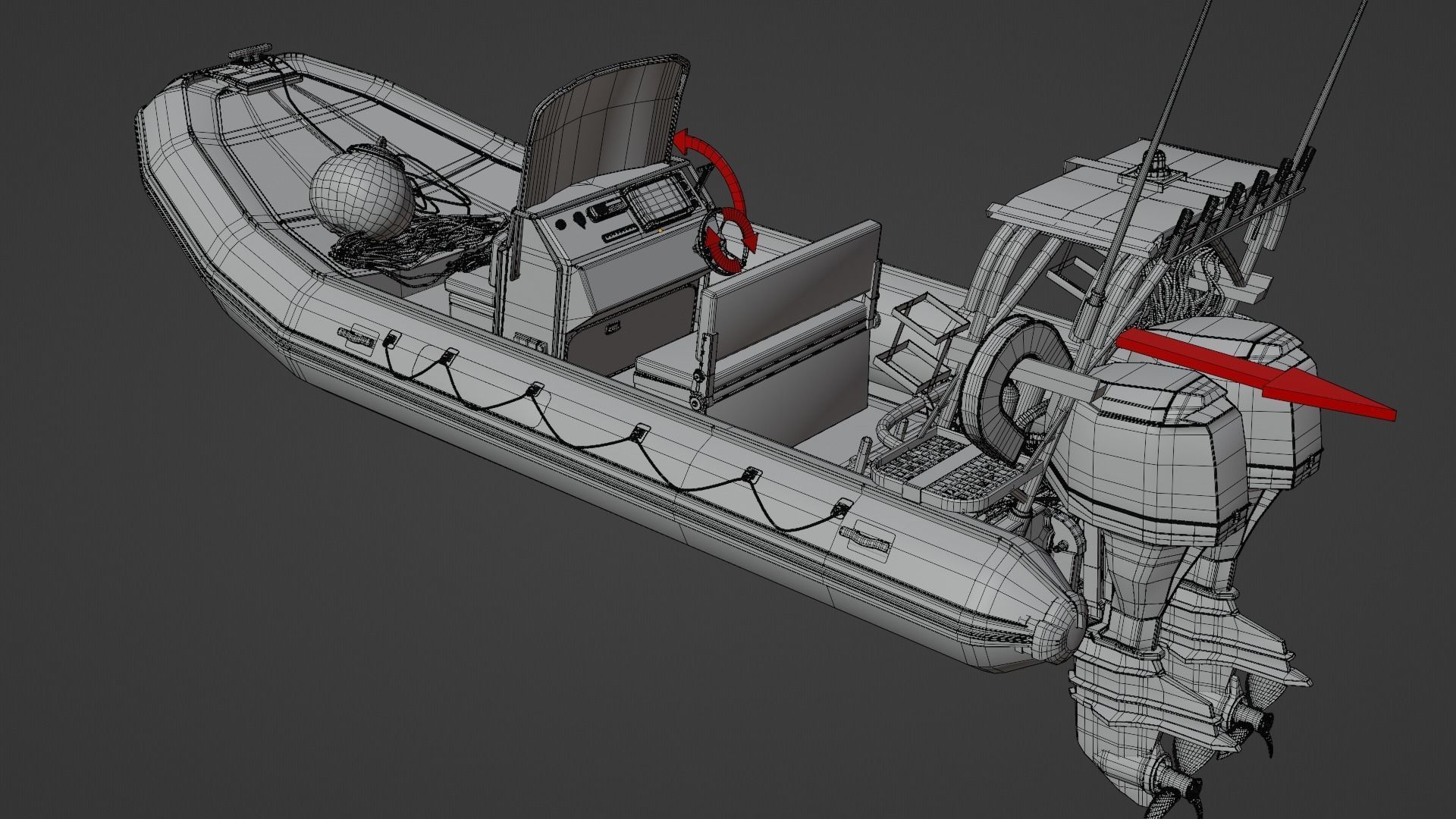 Luxury RIB Boat Asset 3D model_12