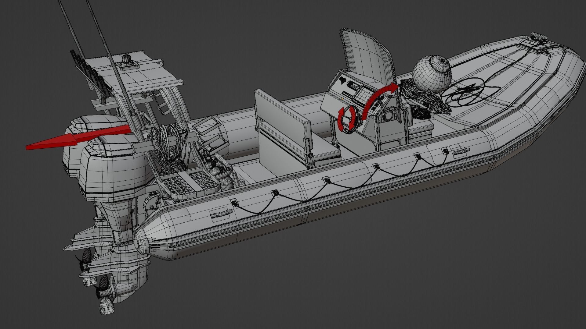 Luxury RIB Boat Asset 3D model_14