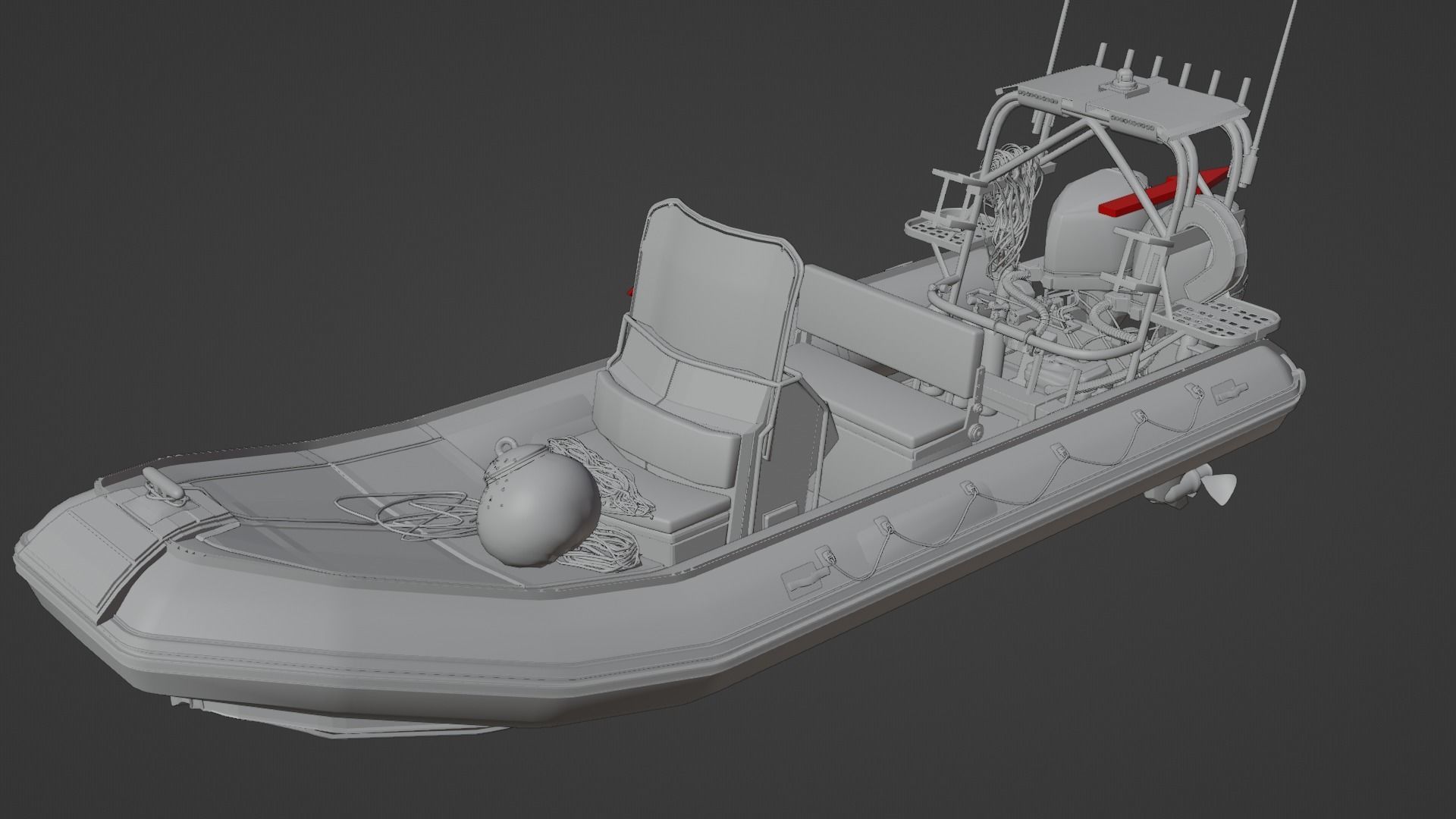 Luxury RIB Boat Asset 3D model_9