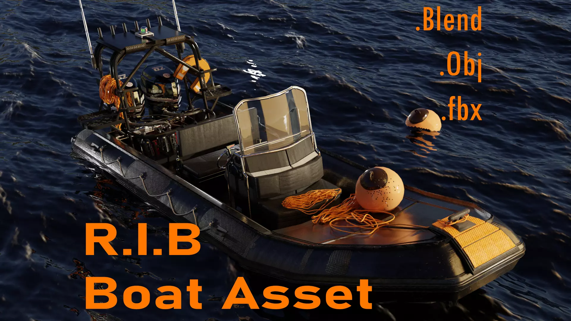 Luxury RIB Boat Asset 3D model_0