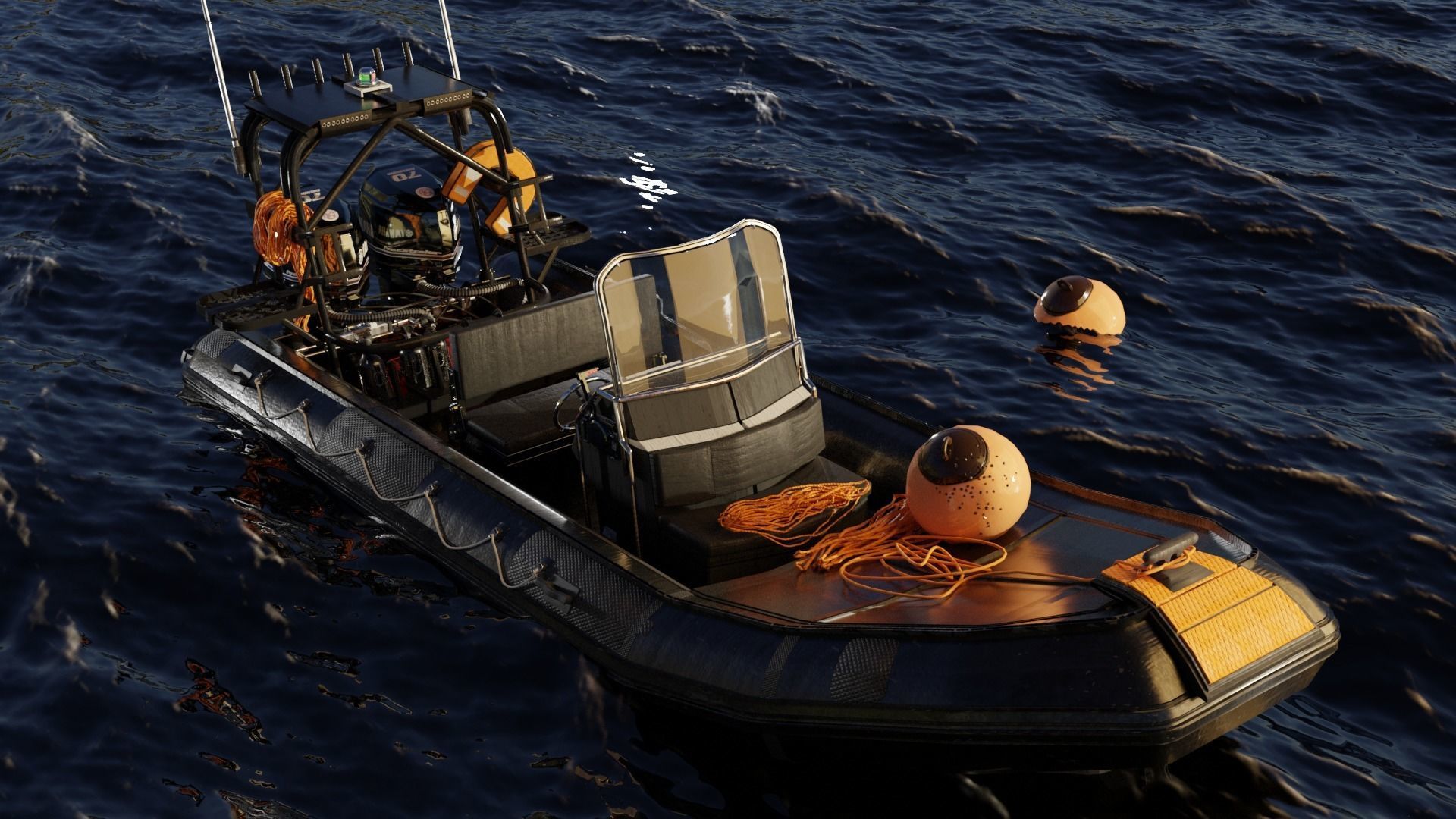 Luxury RIB Boat Asset 3D model_2