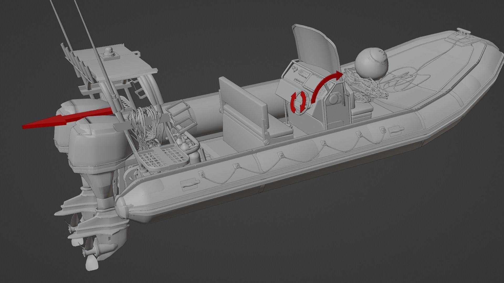 Luxury RIB Boat Asset 3D model_13