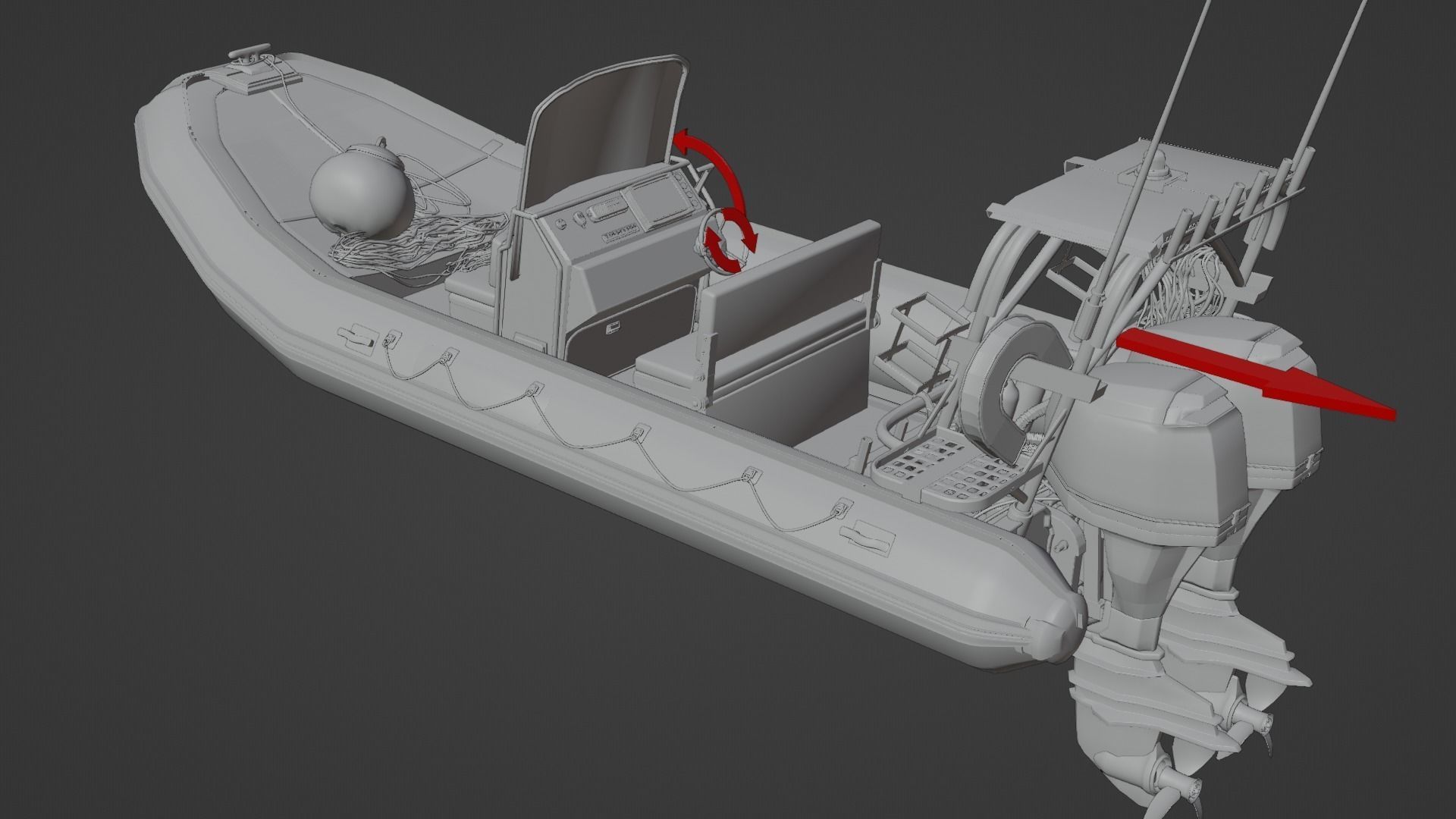 Luxury RIB Boat Asset 3D model_11