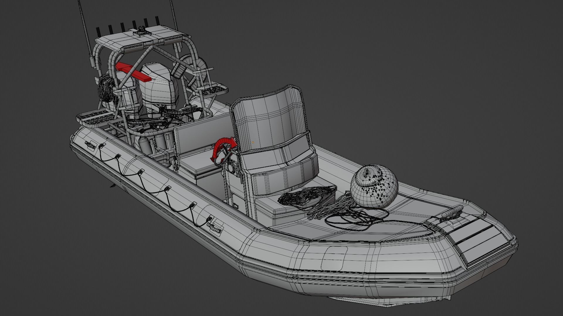 Luxury RIB Boat Asset 3D model_7
