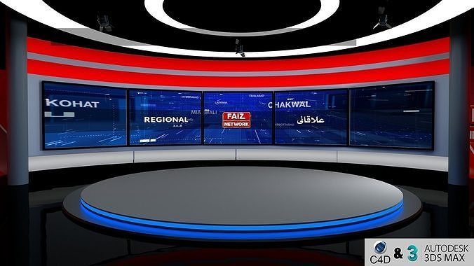 news virtual set 3D model