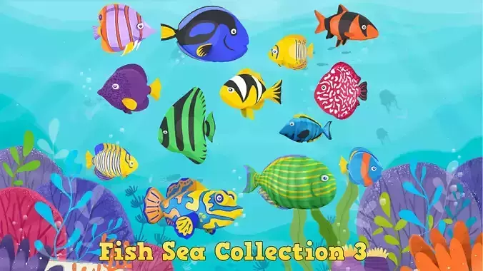 Fish Sea Collection 3 Low-poly 3D model