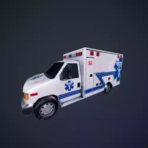 Ambulance Box Truck Rigged INTERIOR EXTERIOR Low-poly 3D model