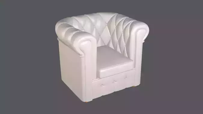 Chesterfield armchair white leather 3D model