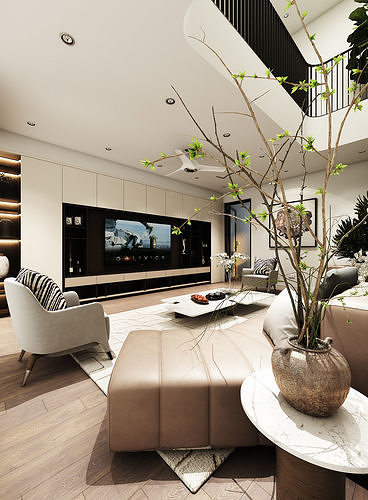 Livingroom 3d model V-ray rendering 3D model