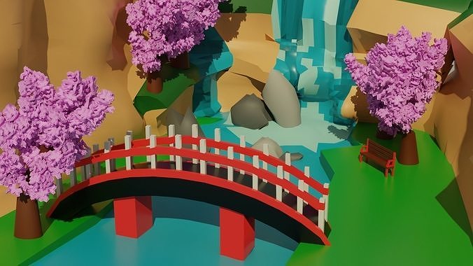Sakura Waterfall Free 3D model