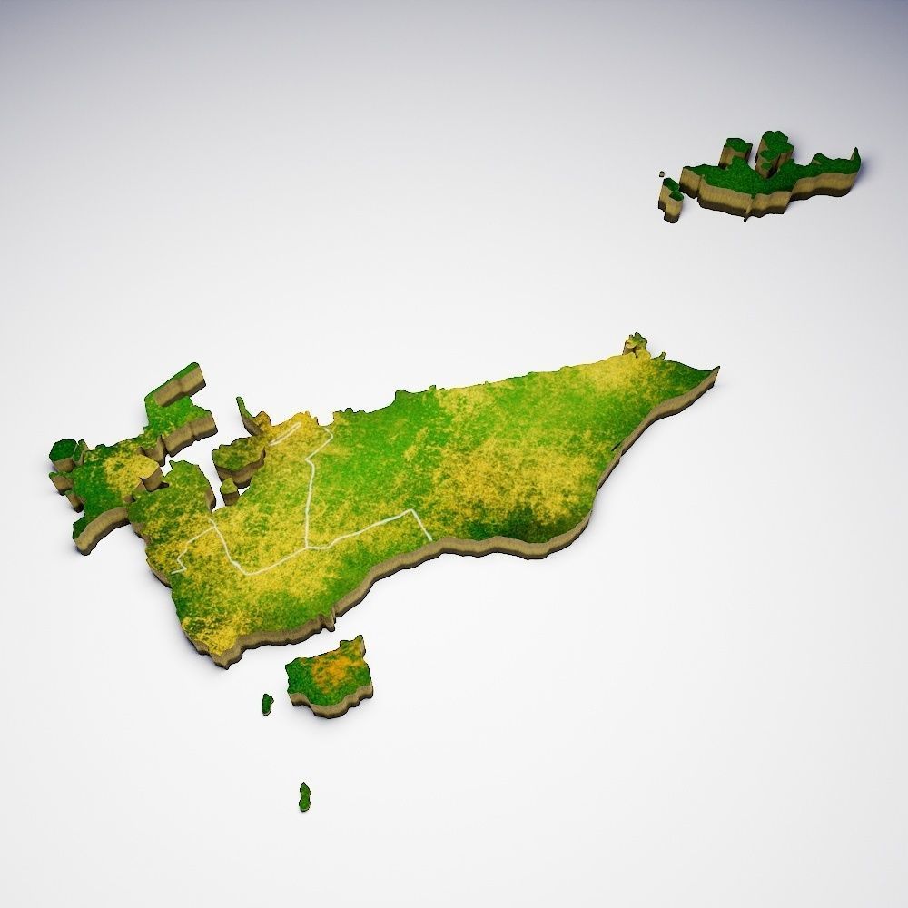 Bahrain country map 3d model 3D model_1