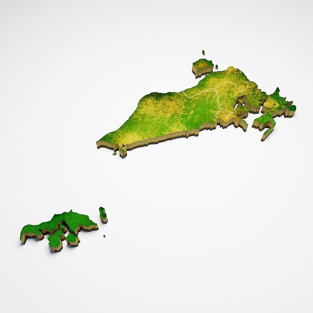 Bahrain country map 3d model 3D model_2