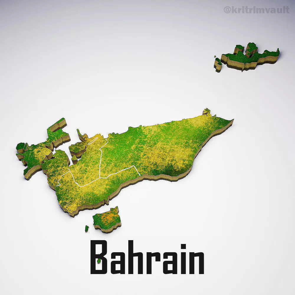 Bahrain country map 3d model 3D model_0