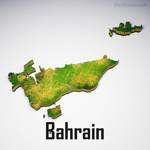 Bahrain country map 3d model 3D model
