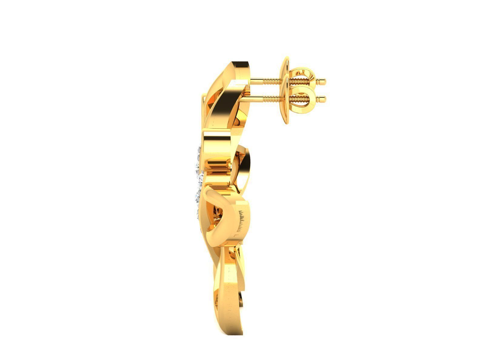 Solitaire Women Earring 3dm STL OBJ FBX Render Details 3D print model_4