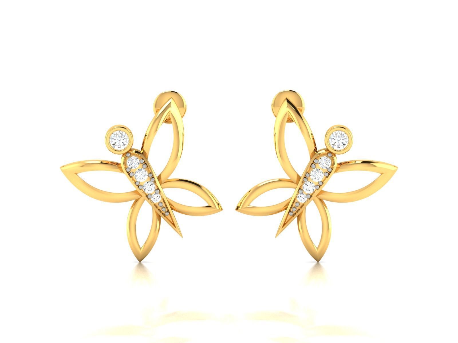 Solitaire Women Earring 3dm STL OBJ FBX Render Details 3D print model_3