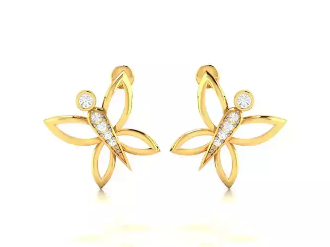 Solitaire Women Earring 3dm STL OBJ FBX Render Details