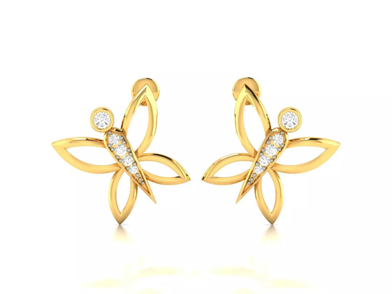 Solitaire Women Earring 3dm STL OBJ FBX Render Details 3D print model_0