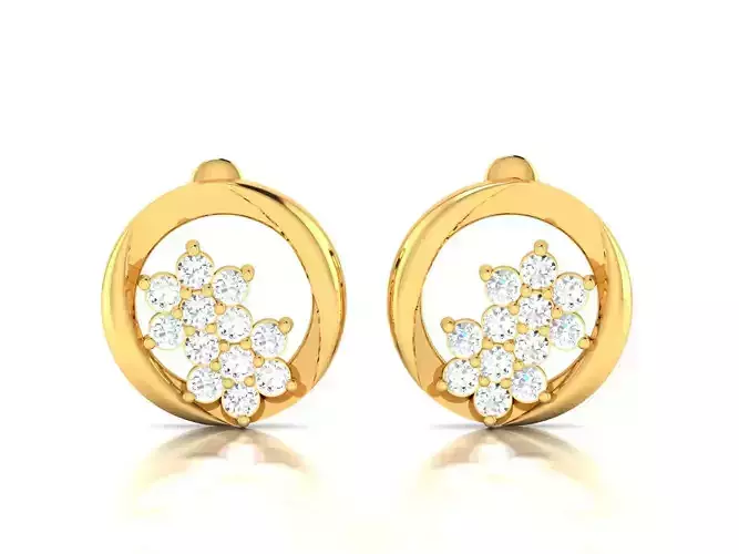 Solitaire Women Earring 3dm STL OBJ FBX Render Details