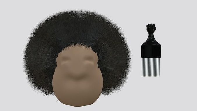 HAIR Afro with a hair pick 3D print file 3D print model
