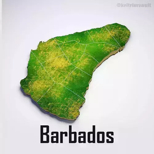 Barbados country map 3d model