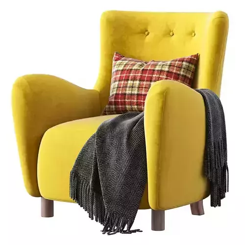 Fritz Hansen Style 1950s Mohair Velvet Armchair 3D model